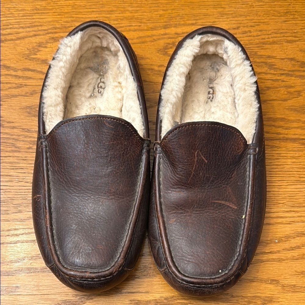 UGG Brown Leather Slip-On Loafers